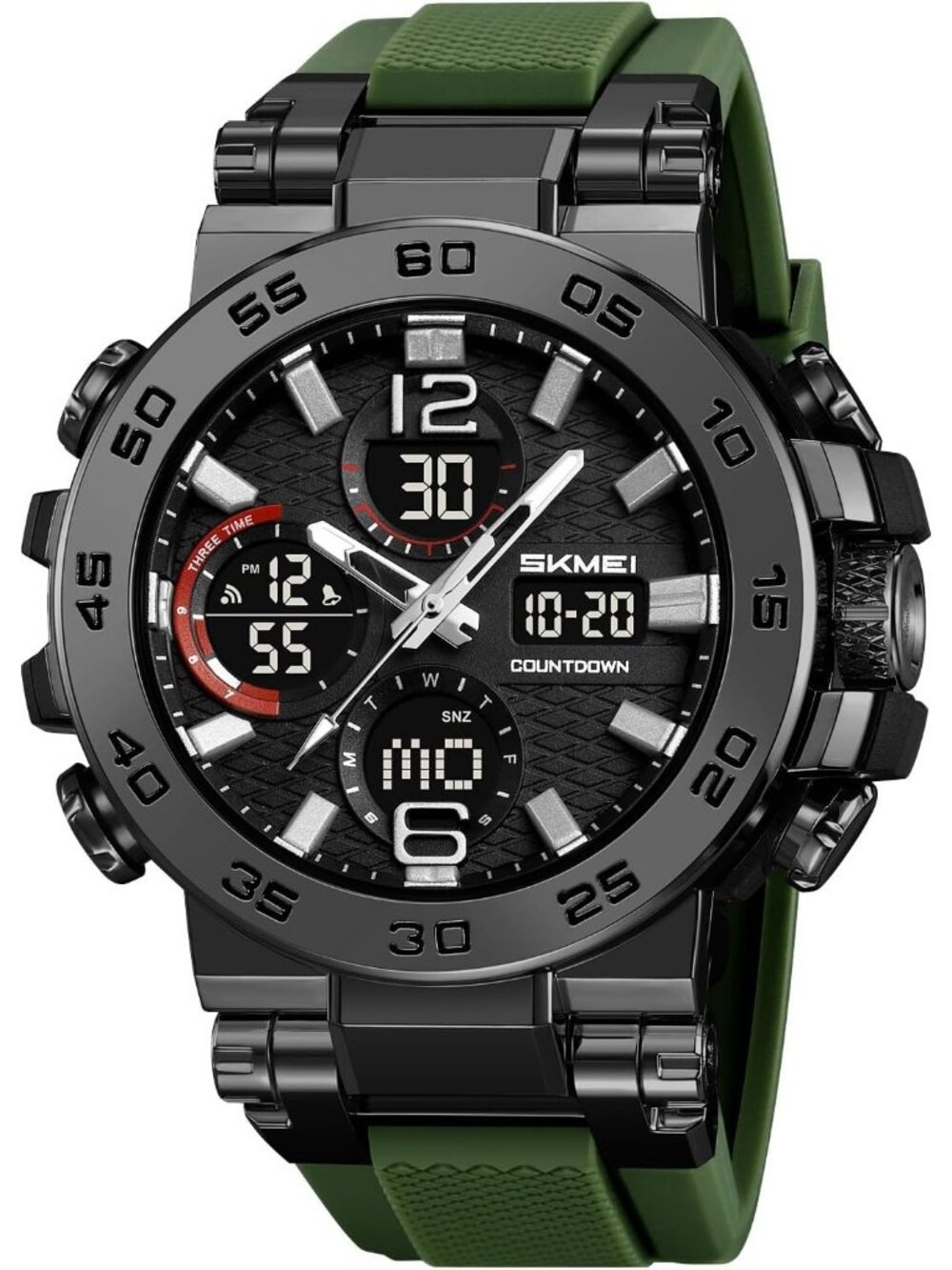 Men's Green Analog Digital Sport Military Dual Display 50M LED Backlight Watches